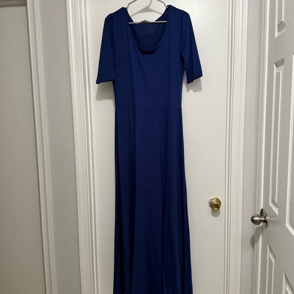 Lularoe Ana Navy Blue Scoop Neck Maxi Dress